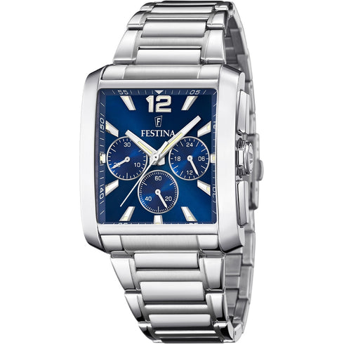 Festina F20635/2 Men’s Square Chronograph – Blue Dial, Steel 38 mm