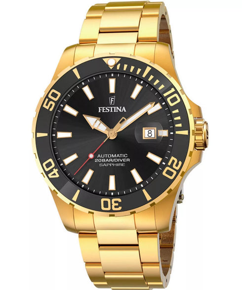 Festina F20533/2 Diver Automatic Watch – Gold Stainless Steel, Sapphire Crystal, 44mm