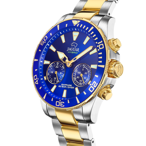Jaguar Connected J889/1 Men's Hybrid Smartwatch – Two-Tone Stainless Steel, Blue Dial