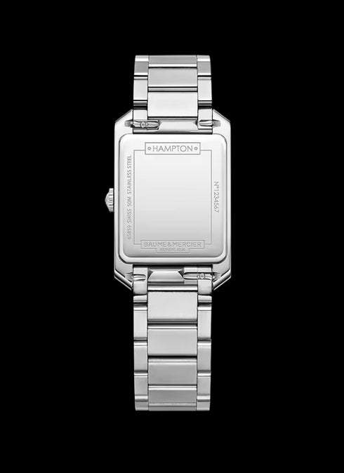 Baume & Mercier Hampton MOA10473 Orologio al quarzo da donna - Quadrante argento, bracciale in acciaio inossidabile