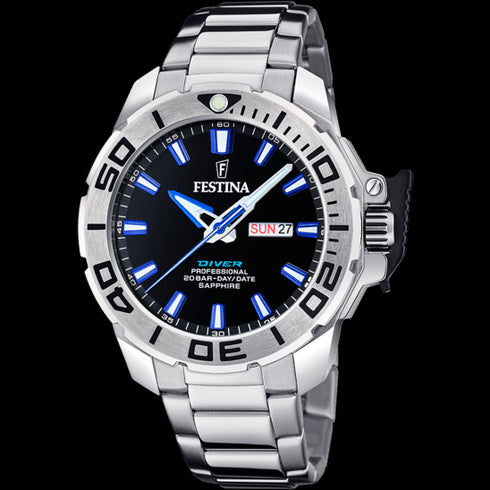 FESTINAFestina F20665/3 Diver Watch – 46mm Stainless Steel, Sapphire Crystal, 200M WRWATCHESEcecile