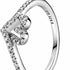 Pandora Anello cuore scintillante Wishbone - Argento con zirconi, misura 50