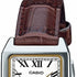 Reloj para mujer Casio LTP-V007L-7B2UDF - Esfera blanca, correa de cuero marrón