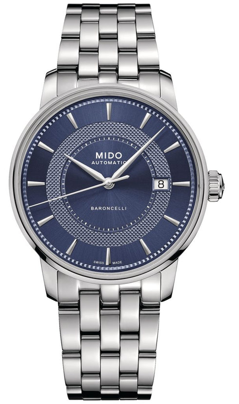 Mido Baroncelli Signature M037.407.11.041.01 Orologio automatico da uomo - Quadrante blu, bracciale in acciaio inossidabile