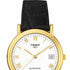 Tissot T-Gold Carmel T71.3.434.11 – 18K Yellow Gold Case, White Dial, Black Leather Strap