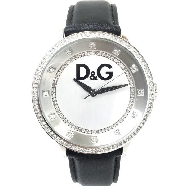 Dolce & Gabbana Prime Time DW0515 Men's Watch - 46mm, Black Leather Strap with Crystal-Embellished Frame