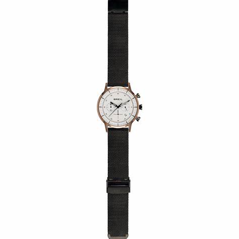 Breil Six.3.Nine TW1861 Men's Chronograph Watch - White Dial, Rose Gold IP Steel Case, Black Mesh Bracelet