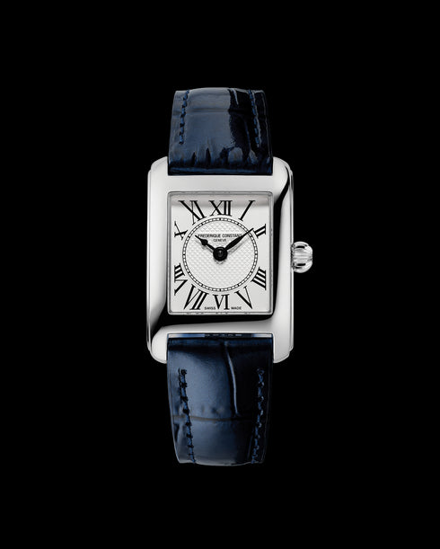 Frederique Constant Classics Carrée Ladies FC-200MC16 - Acciaio inossidabile, cinturino in pelle blu