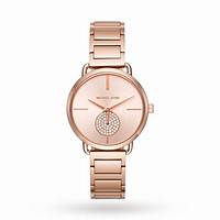 Michael Kors MK3640 Women's Portia Rose Gold-Tone Watch with Crystal Accent