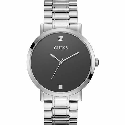 Guess W1315G1 Men's Silver Stainless Steel Watch with Grey Dial & Diamond Accents