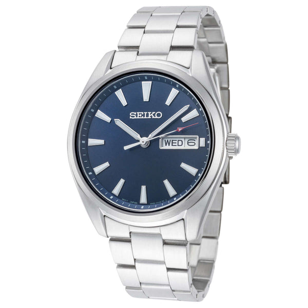 Seiko SUR341P1 Herren-Quarzuhr - Blaues Zifferblatt, Tag-Datum, Edelstahlarmband