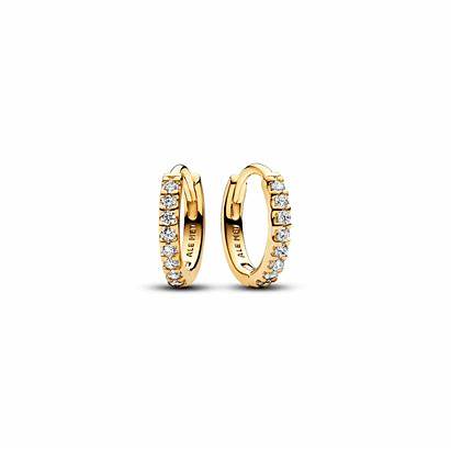 Pandora 263015C01 Orecchini a cerchio Huggie scintillanti - Placcati oro 14k con zirconi chiari