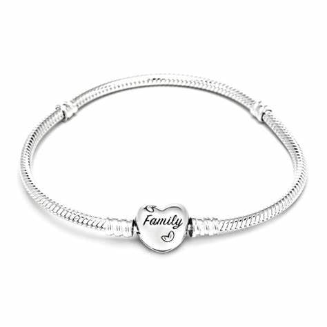 Pandora Moments 598827C01-18 Bracciale con catena a serpente con chiusura a cuore dell'Albero della Famiglia, 18 cm