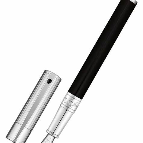 S.T. Dupont D-Initial Fountain Pen Model 260204 - Black and Chrome Finish