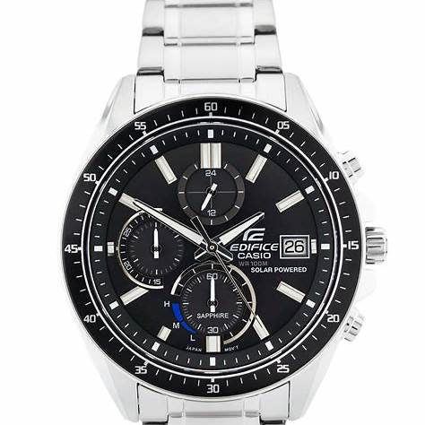 Casio Edifice EFS-S510D-1AVUEF Men's Solar Chronograph Watch - Black Dial, Stainless Steel Band