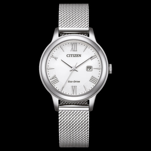 Citizen EW2621-75A Eco-Drive Women's Watch - White Dial, Milanese Bracelet