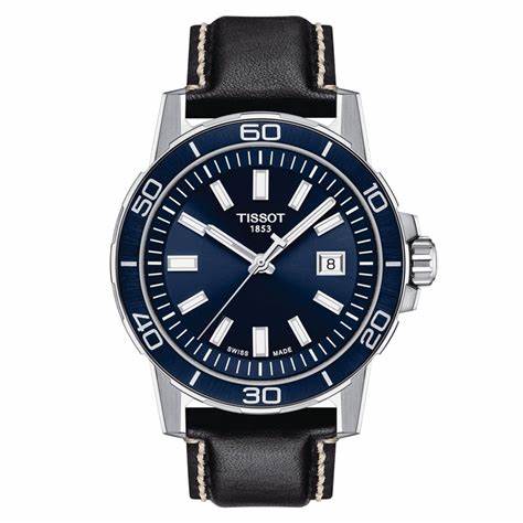 Tissot Supersport Gent Men's Watch - Blue Dial, Stainless Steel Case, Black Leather Strap