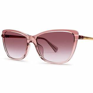 Occhiali da sole Cat-Eye da donna Ralph by Ralph Lauren RA5308U 6125/8H - Montatura rosa lucido trasparente, lenti viola scuro sfumato