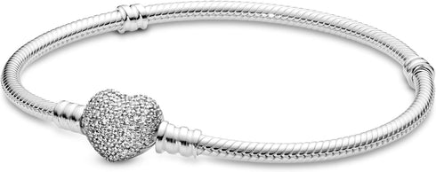 PANDORAPandora 590727CZ - 19 Sparkling Heart Clasp Bracelet – Sterling Silver, 19cmBIJOUXEcecile