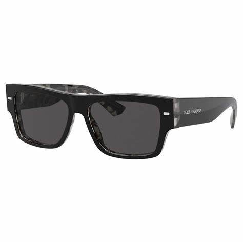 Dolce & Gabbana DG4451 3403/87 Men's Sunglasses - Black on Grey Havana Frame, Dark Grey Lenses