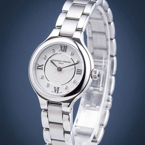 Frederique Constant Classics Delight FC-200WHD1ER36B - Silbernes Zifferblatt, Diamantmarkierungen, Edelstahlarmband