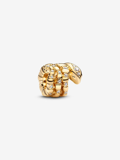 PANDORAPandora 763618C01 Curled Snake Charm – 14k Gold - Plated, Cubic ZirconiaBIJOUXEcecile