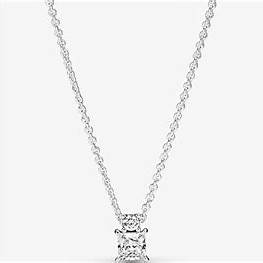 Pandora Sparkling Collier Collana con ciondolo rotondo e quadrato 390048C01-45 - Argento, Cubic Zirconia, 45cm