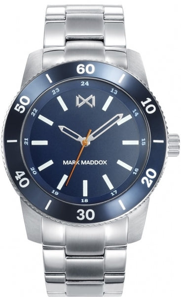 Mark Maddox HM7129-36 Men's Analog Watch - Stainless Steel Bracelet, Blue Dial