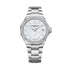 Baume & Mercier Riviera MOA10662 Orologio al quarzo da donna - Cassa in acciaio 36 mm, quadrante bianco madreperlato, lunetta con diamanti incastonati, bracciale in acciaio