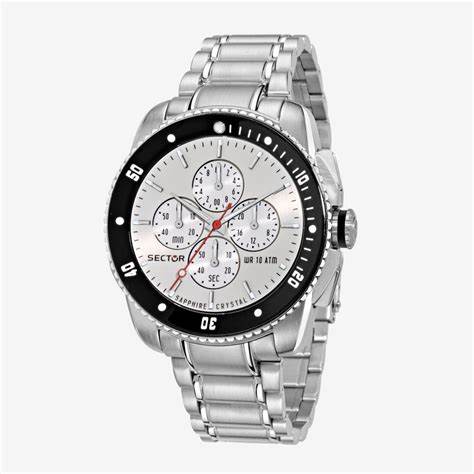 Sector 350 R3273903007 Orologio cronografo al quarzo da uomo - Quadrante argento 45 mm, bracciale in acciaio inossidabile