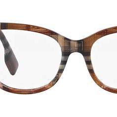 Burberry BE 2375 3966 Occhiali da vista da donna - Montatura Cat-Eye in acetato marrone check