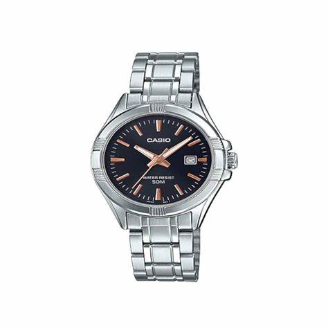 : Orologio da donna in acciaio inossidabile Casio LTP-1308D-1A2VDF - Quadrante nero