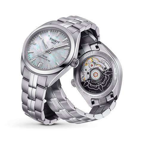 Tissot PR 100 Powermatic 80 Lady T1012071111600 – Mother of Pearl Dial, Diamond Indices, Stainless Steel Bracelet