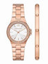 Set regalo orologio e bracciale Michael Kors MK1073SET da donna in tonalità oro rosa - Accenti di cristallo pavé