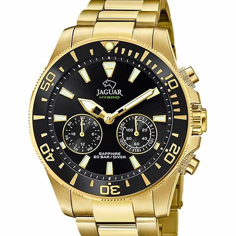 JAGUARJaguar Men's Swiss Hybrid Watch - Model J899/3, Gold - Tone Stainless Steel, Black Dial, Smart FeaturesWATCHESEcecile