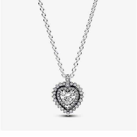 PANDORAPandora Sparkling Heart Halo Pendant Necklace 393099C01 - 45 - Sterling Silver, Cubic ZirconiaBIJOUXEcecile