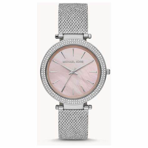 Michael Kors Darci MK4518 Women's Silver-Tone Watch - Pink Mother of Pearl Dial