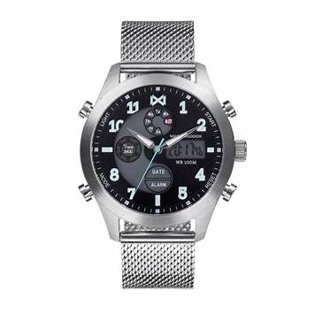 : Mark Maddox HM1003-54 Men's Analog-Digital Watch - Stainless Steel Mesh Bracelet, Black Dial