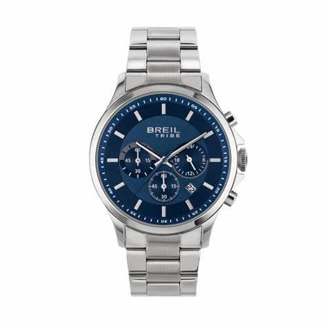 Breil Kart EW0659 Men's Chronograph Watch - 43mm Blue Dial, Stainless Steel Bracelet