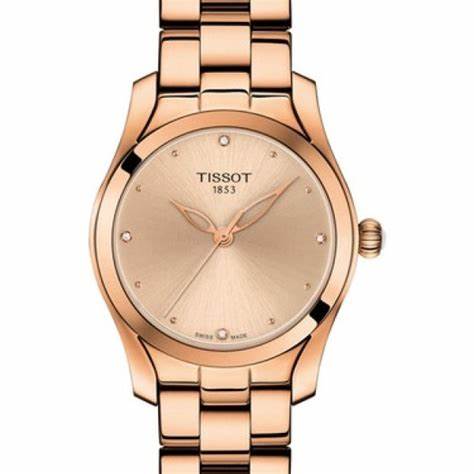 Tissot T-Wave Women's Watch - Champagne Dial, Rose Gold PVD Stainless Steel Bracelet