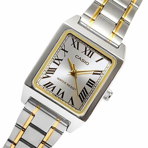 Casio LTP-V007SG-9BUDF Women's Watch - Beige Dial, Two-Tone Stainless Steel Band