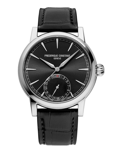 Orologio da uomo Frederique Constant Manufacture Classic Date FC-706B3H6 - Quadrante nero, cassa in acciaio, cinturino in pelle nera