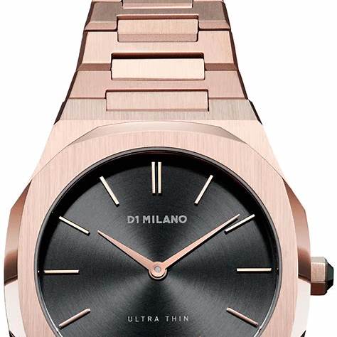 D1 Milano Ultra Thin UTBL06 Rose Night Orologio da donna - Acciaio inossidabile oro rosa 34 mm, diametro nero