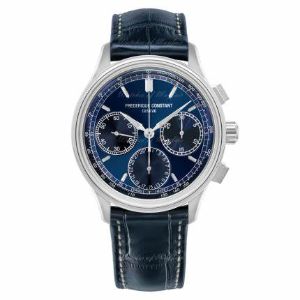Frederique Constant Flyback Chronograph Manufacture FC-760N4H6 - Quadrante blu, cassa in acciaio, cinturino in pelle