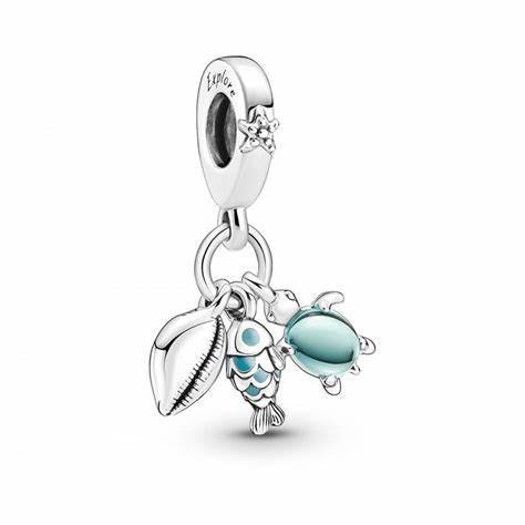 PANDORAPandora 791697C01 Triple Dangle Charm – Sterling Silver, Enamel & Murano GlassBIJOUXEcecile