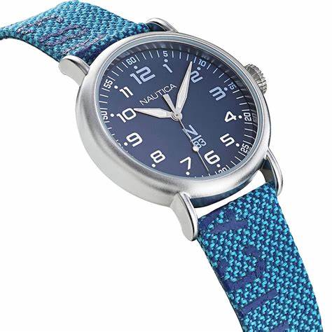 Nautica NAPLSF016 Men's Quartz Watch - Blue Dial, Blue Canvas Strap