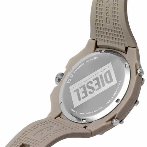 Reloj para hombre Diesel Framed DZ1990 - Esfera beige, correa de silicona marrón