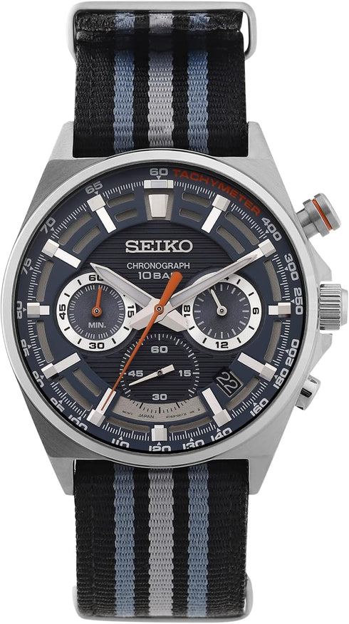 Seiko Chronograph SSB409P1 Men's Watch - Blue Dial, Nylon Strap