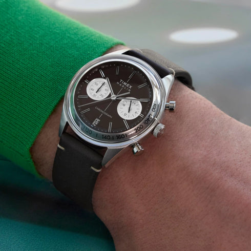 Timex TW2Y24700 Marlin Jet 40mm Quartz Chronograph Brown Dial & Leather Strap