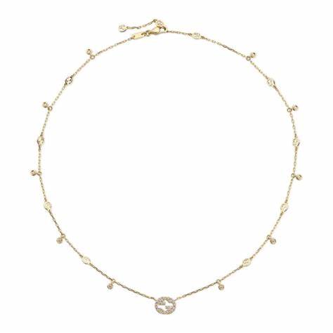 Gucci Interlocking G 18kt Yellow Gold Diamond Necklace - Model YBB729402002